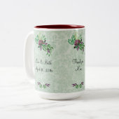 Mint Green Damask Danke, 15 oz Zwei-Tonen-Tasse Zweifarbige Tasse (Vorderseite Links)