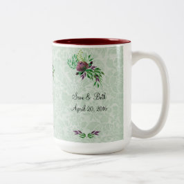 Mint Green Damask Danke, 15 oz Zwei-Tonen-Tasse Zweifarbige Tasse