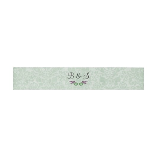 Mint Green Damask Einladung Bauchband Einladungsbanderole (Flach)