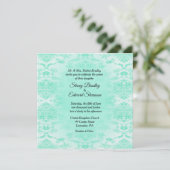 Mint Green Damask Einladung zur Hochzeit (Stehend Vorderseite)