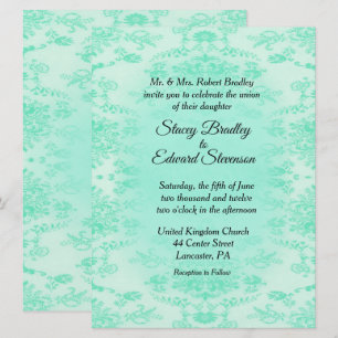 Mint Green Damask Einladung zur Hochzeit