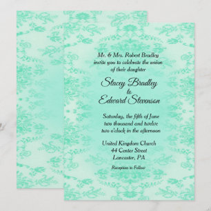 Mint Green Damask Einladung zur Hochzeit