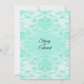 Mint Green Damask Einladung zur Hochzeit (Rückseite)