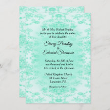 Mint Green Damask Einladung zur Hochzeit