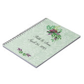 Mint Green Damask Foto Notebook (80 Seiten B&W) Notizblock (Linke Seite)