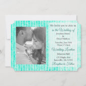 Mint Green Damask Foto Wedites Einladung (Vorderseite)