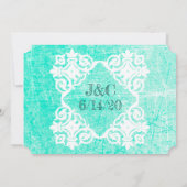 Mint Green Damask Foto Wedites Einladung (Rückseite)