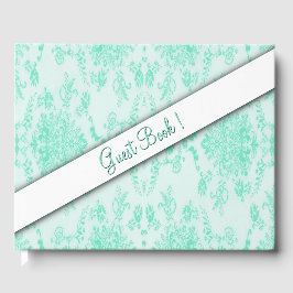 Mint Green Damask Gästebuch