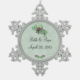 Mint Green Damask Gedächtnis Zünderschneeflake Orn Schneeflocken Zinn-Ornament