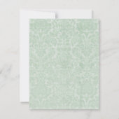 Mint Green Damask Wedding Invitation 4,25" x 5,5" Einladung (Rückseite)
