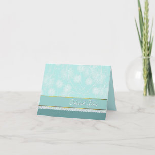 Mint Green Dandelion Wedding Danke Note Card