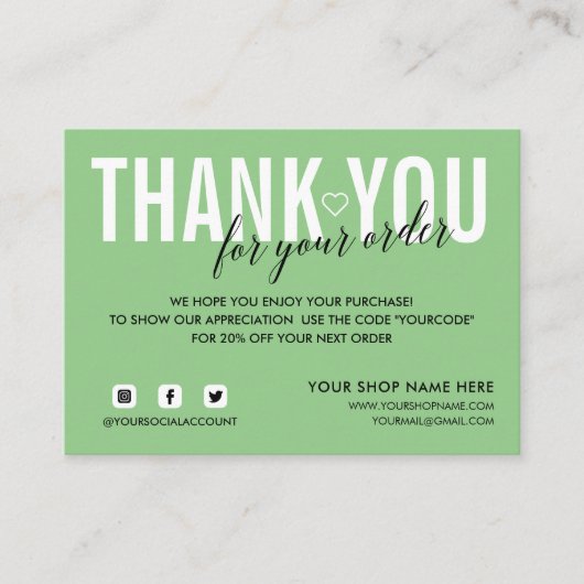 MINT GREEN DANKE FÜR IHREN SOZIALEN QR-CODE BEGLEITKARTE (Vorderseite)