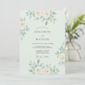 Mint Green Delicate Botanical Wedding Einladung (Stehend Vorderseite)