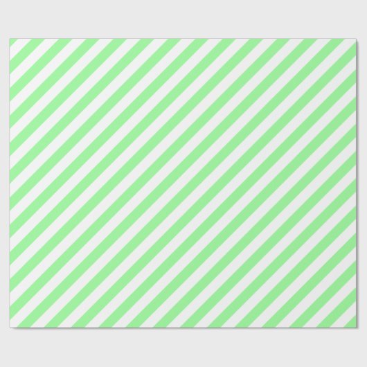 Mint Green Diagonal Stripe Geschenkpapier (Flach)