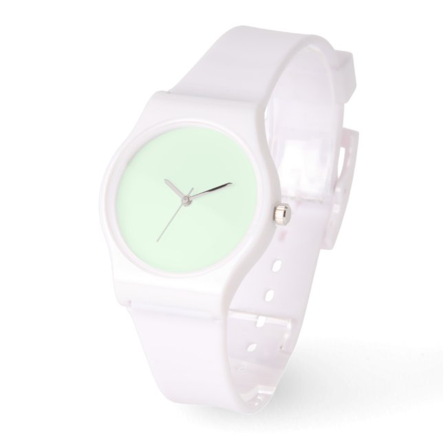 Mint Green Dial White Silicone Armbanduhr (Winkel)