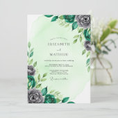 Mint Green Distinguished Botanical Wedding Einladung (Stehend Vorderseite)