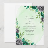 Mint Green Distinguished Botanical Wedding Einladung (Vorne/Hinten)