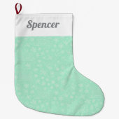 Mint Green Doodle Weihnachts-Schlittenmuster Großer Weihnachtsstrumpf (Vorderseite)