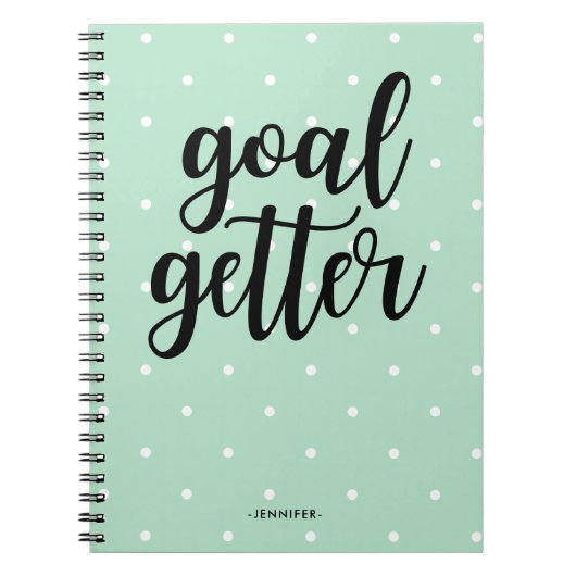 Mint Green Dots | Goal Getter Notizblock (Vorderseite)