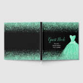 Mint Green Dress Faux Glitter Quinceanera Gästebuch (Voll)