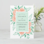 Mint Green Effervescent Spring Wedding Einladung (Stehend Vorderseite)
