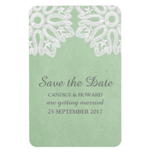 Mint Green Elegance Lace Save the Date Flexi Magne Magnet