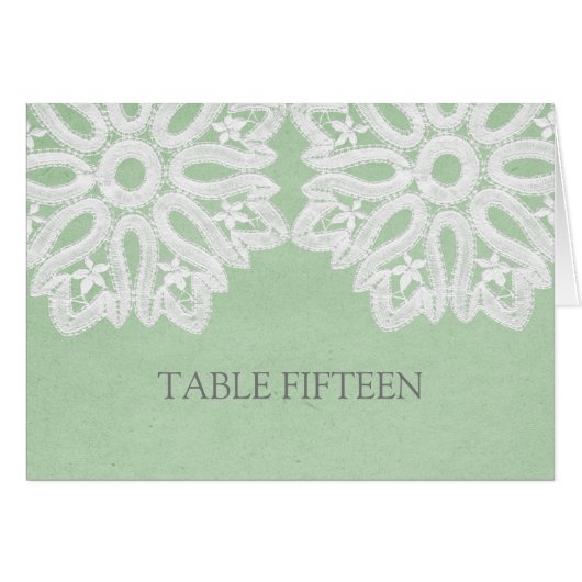 Mint Green Elegance Lace Tischnummer Card (Vorderseite (Horizontal))