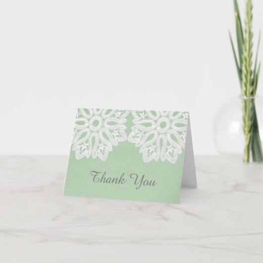 Mint Green Elegance Spitze Danke Karte (Vorderseite)