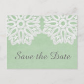 Mint Green Elegance Spitze Save the Date Postkarte (Vorderseite)