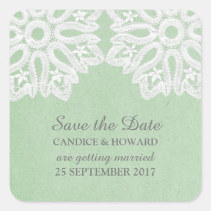 Mint Green Elegance Spitze Save the Date Stickers