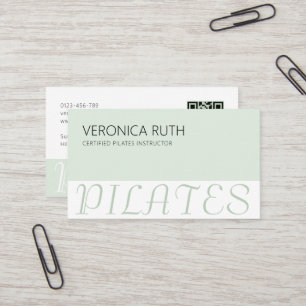 Mint Green Elegant Minimalistisch Pilates QR Code Visitenkarte