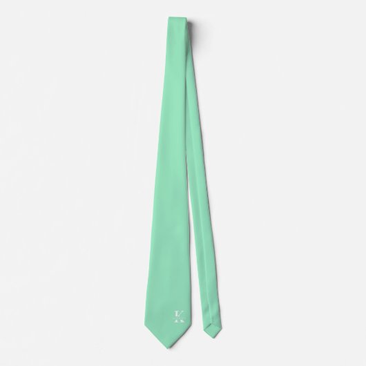 Mint Green Elegant Monogram + Name Krawatte (Vorderseite)