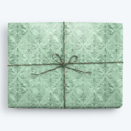 Mint Green Elegant Viktorianisch Damask Geschenkpapier