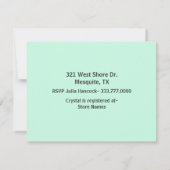 Mint Green Elephant Baby Dusche Einladung (Rückseite)