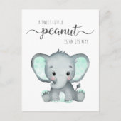 Mint Green Elephant Baby Dusche Einladungspostkarte (Vorderseite)