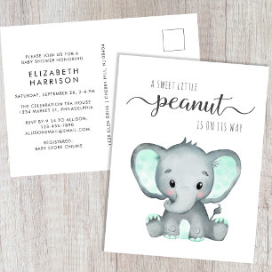 Mint Green Elephant Baby Dusche Einladungspostkarte