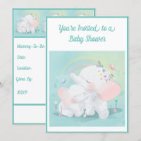 Mint Green Elephant Boy Girl Babydusche