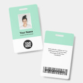 Mint Green Employee Foto, Bar Code, Logo, Name Ausweis (Vorder- & Rückseite)