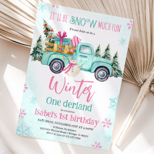 Mint Green Es wird Schnee viel Spaß Geburtstag Einladung