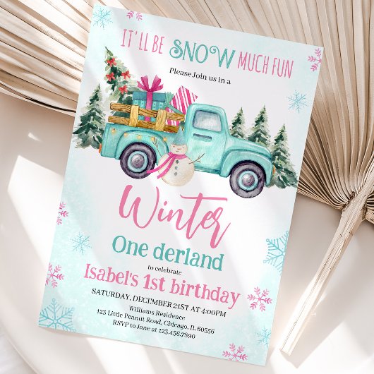 Mint Green Es wird Schnee viel Spaß Geburtstag Einladung