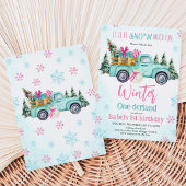 Mint Green Es wird Schnee viel Spaß Geburtstag Einladung