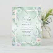 Mint Green Ethereal Winter Wedding Einladung (Stehend Vorderseite)