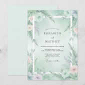 Mint Green Ethereal Winter Wedding Einladung (Vorne/Hinten)