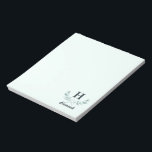 Mint Green Eucalyptus Leaf Monogrammed Notizblock<br><div class="desc">Mint Green Eucalyptus Leaf Monogrammed Design. This product can be personalized with your custom name, and initial letter. Das handpainted watercolor eucalyptus branch look is classic and trendy. Perfekte Gift for her, Mom, Wife, Friend, Gold für Jurself! Customize yours by clicking personalize on the right.</div>