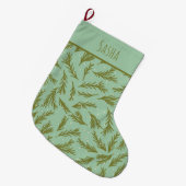 Mint Green Evergreen Personalisiert Weihnachten Großer Weihnachtsstrumpf (Vorderansicht (hängend))