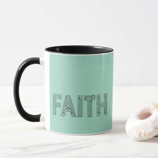 Mint green faith typography coffee mug tasse (Mit Donut)