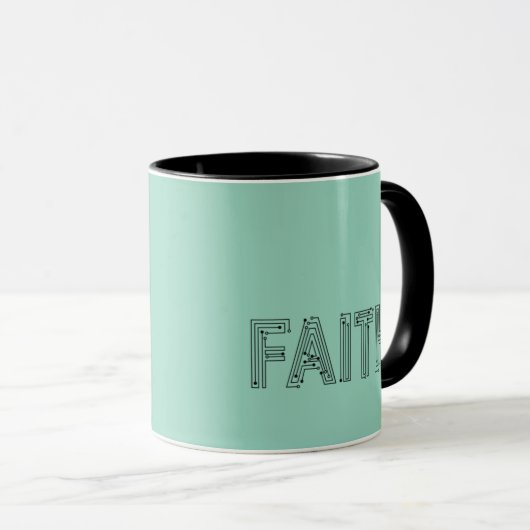 Mint green faith typography coffee mug tasse (VorderseiteRechts)