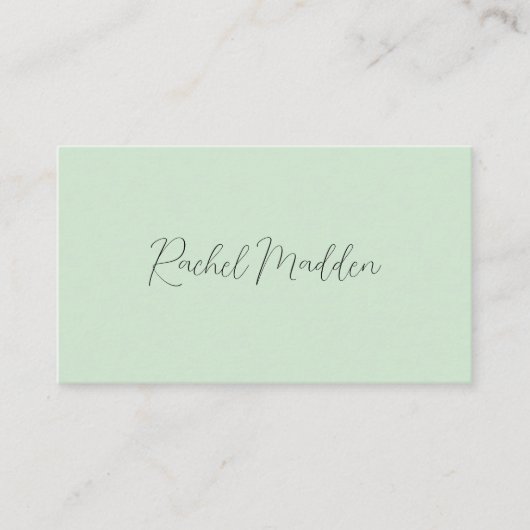 Mint Green Feminine Minimalistisch Script Individu Visitenkarte (Vorderseite)