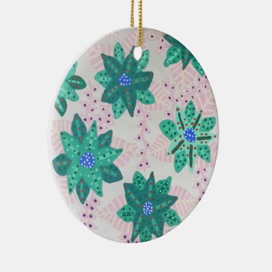 Mint Green Festival Blumendruck Ornament (Rechts)