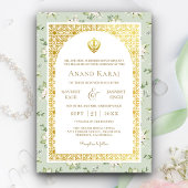 Mint Green Floral Anand Karaj Punjabi Sikh Wedding Einladung